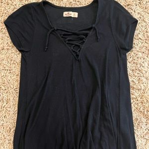 Hollister XS lace up neckline top